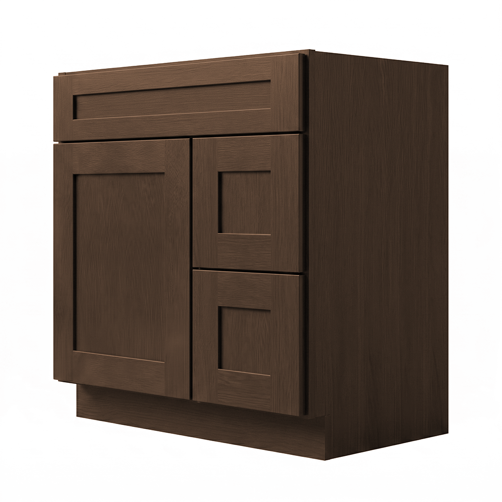 RTA Graphite Grain Shaker 30" Freestanding Bathroom Vanity 2-Drawer Right Combo Base