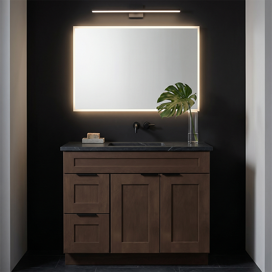 RTA Graphite Grain Shaker 36" Freestanding Bathroom Vanity 2-Drawer Left Combo Base