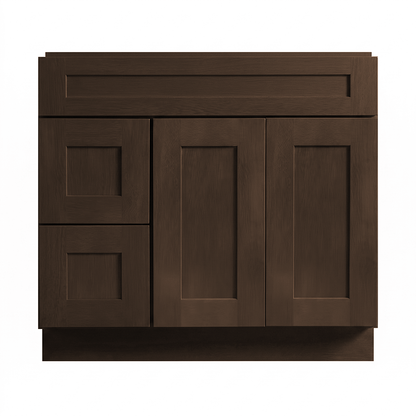 RTA Graphite Grain Shaker 36" Freestanding Bathroom Vanity 2-Drawer Left Combo Base