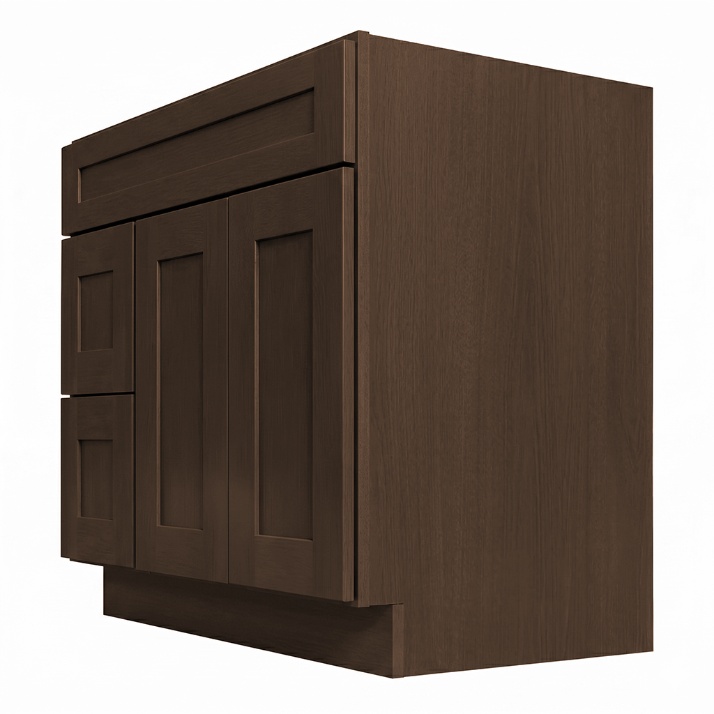 RTA Graphite Grain Shaker 36" Freestanding Bathroom Vanity 2-Drawer Left Combo Base