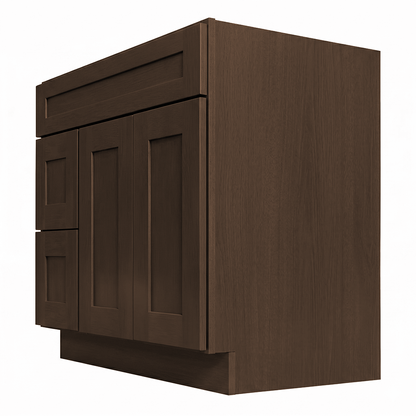 RTA Graphite Grain Shaker 36" Freestanding Bathroom Vanity 2-Drawer Left Combo Base