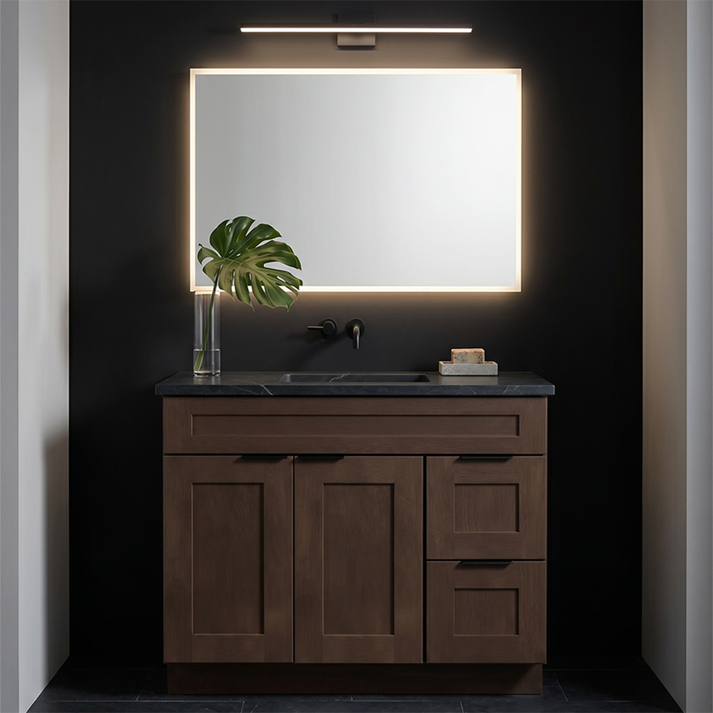 RTA Graphite Grain Shaker 36" Freestanding Bathroom Vanity 2-Drawer Right Combo Base