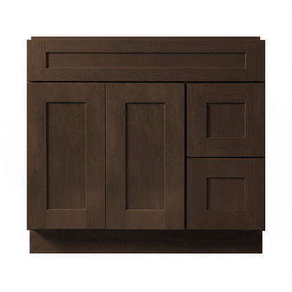 RTA Graphite Grain Shaker 36" Freestanding Bathroom Vanity 2-Drawer Right Combo Base