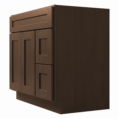 RTA Graphite Grain Shaker 36" Freestanding Bathroom Vanity 2-Drawer Right Combo Base
