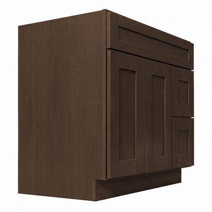 RTA Graphite Grain Shaker 36" Freestanding Bathroom Vanity 2-Drawer Right Combo Base