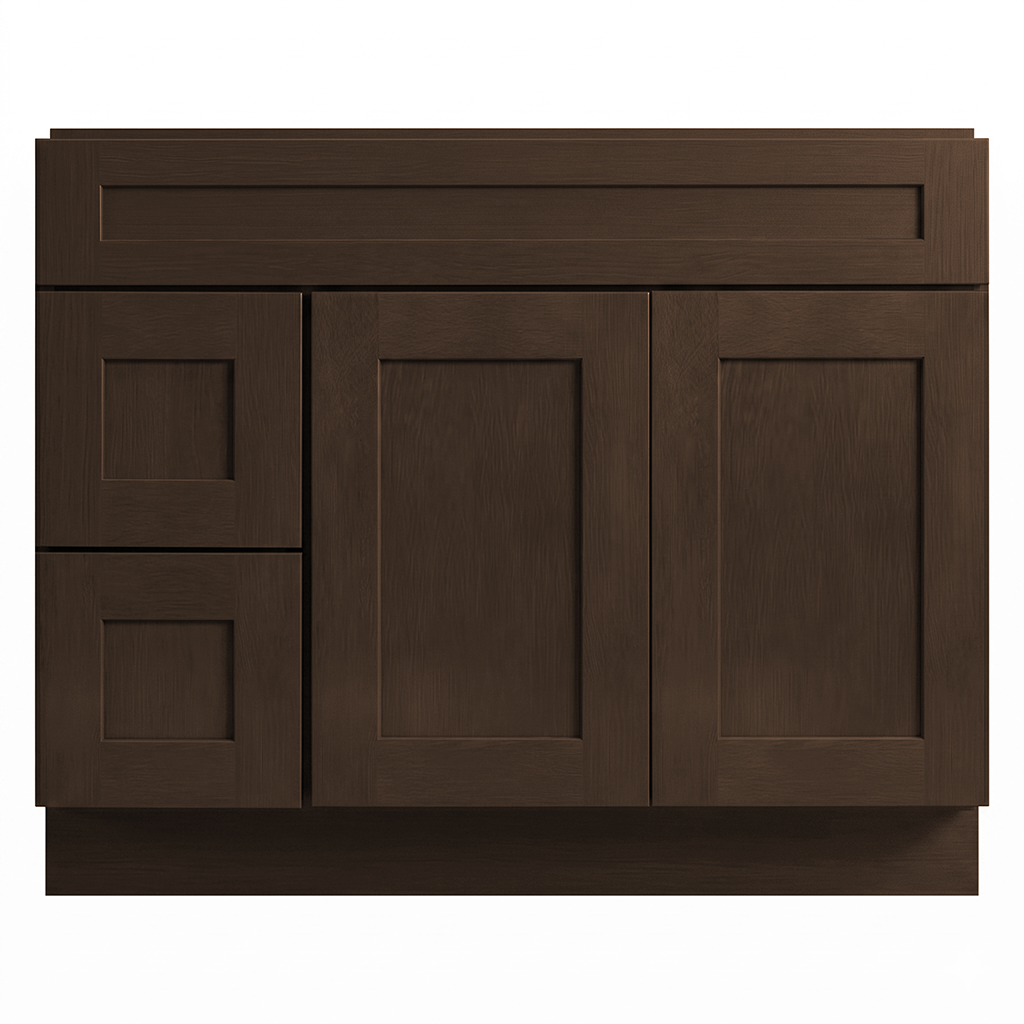 RTA Graphite Grain Shaker 42" Freestanding Bathroom Vanity 2-Drawer Left Combo Base