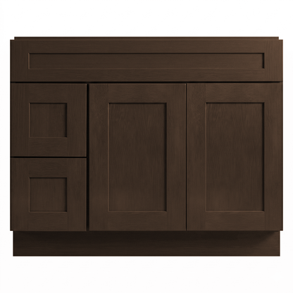 RTA Graphite Grain Shaker 42" Freestanding Bathroom Vanity 2-Drawer Left Combo Base