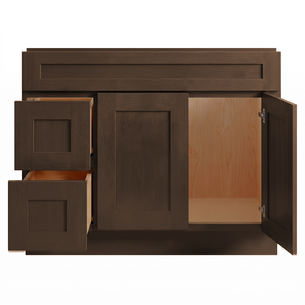 RTA Graphite Grain Shaker 42" Freestanding Bathroom Vanity 2-Drawer Left Combo Base