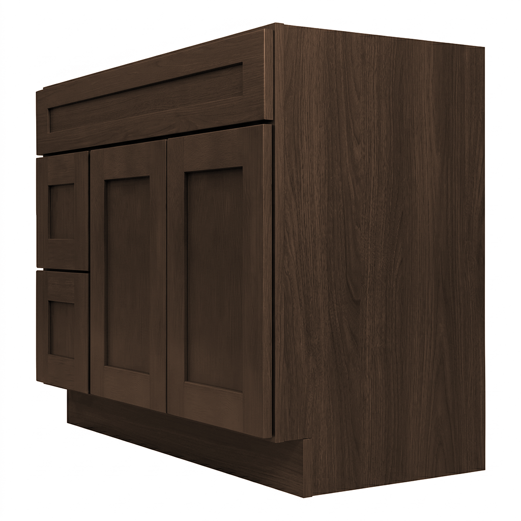 RTA Graphite Grain Shaker 42" Freestanding Bathroom Vanity 2-Drawer Left Combo Base