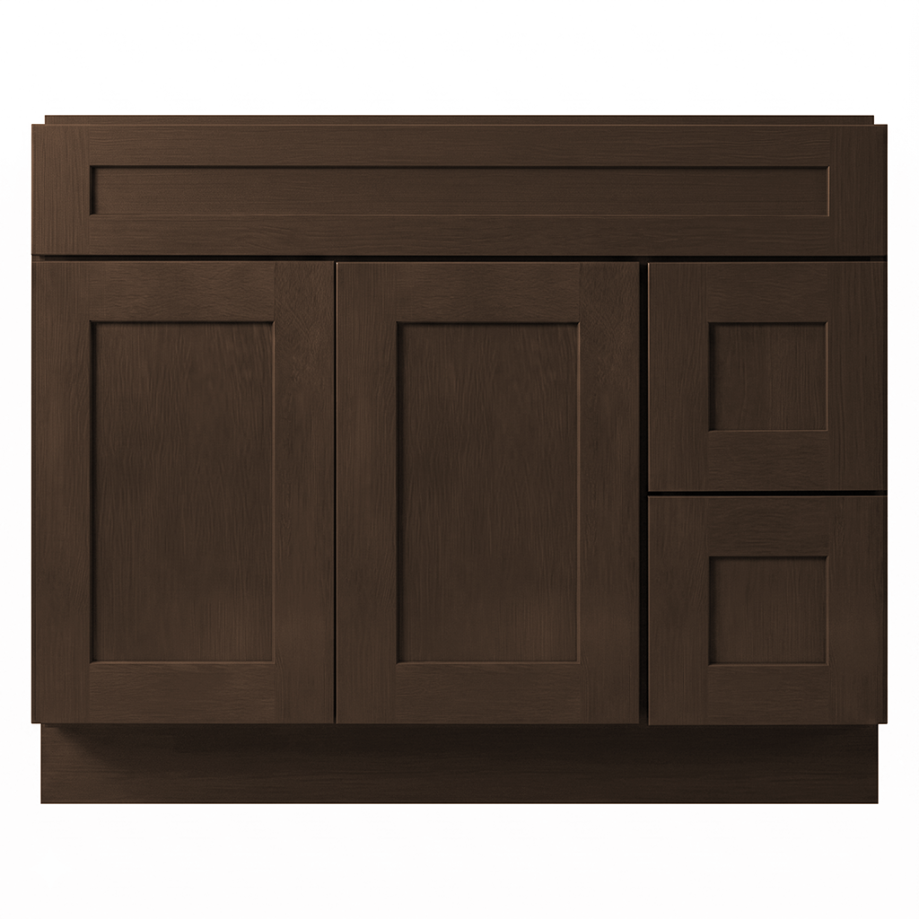 RTA Graphite Grain Shaker 42" Freestanding Bathroom Vanity 2-Drawer Right Combo Base