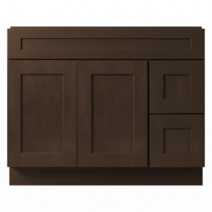 RTA Graphite Grain Shaker 42" Freestanding Bathroom Vanity 2-Drawer Right Combo Base