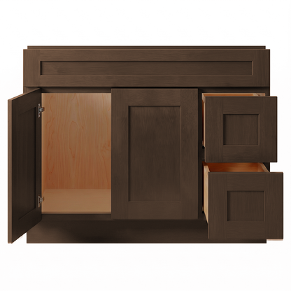 RTA Graphite Grain Shaker 42" Freestanding Bathroom Vanity 2-Drawer Right Combo Base