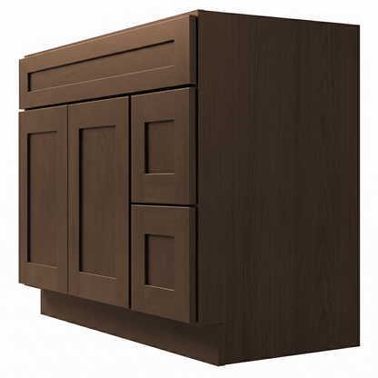 RTA Graphite Grain Shaker 42" Freestanding Bathroom Vanity 2-Drawer Right Combo Base