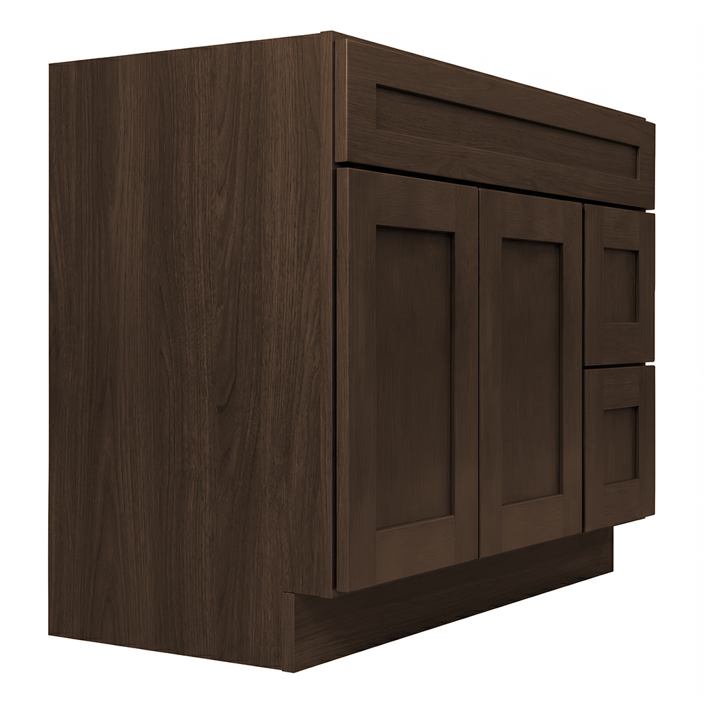 RTA Graphite Grain Shaker 42" Freestanding Bathroom Vanity 2-Drawer Right Combo Base