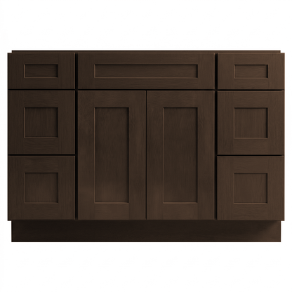 RTA Graphite Grain Shaker 48" Freestanding Bathroom Vanity 6-Drawer Combo Base
