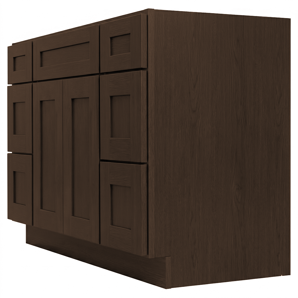 RTA Graphite Grain Shaker 48" Freestanding Bathroom Vanity 6-Drawer Combo Base