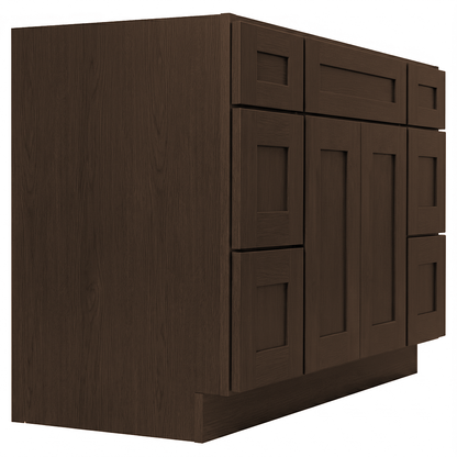 RTA Graphite Grain Shaker 48" Freestanding Bathroom Vanity 6-Drawer Combo Base