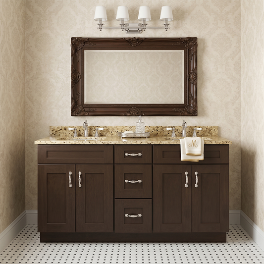 RTA Graphite Grain Shaker 60" Freestanding Bathroom Vanity 3-Drawer Combo Base