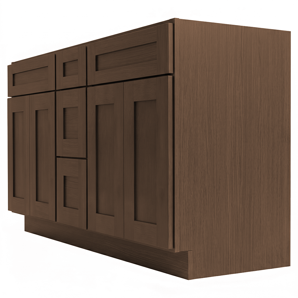 RTA Graphite Grain Shaker 60" Freestanding Bathroom Vanity 3-Drawer Combo Base