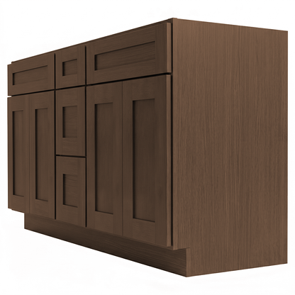 RTA Graphite Grain Shaker 60" Freestanding Bathroom Vanity 3-Drawer Combo Base