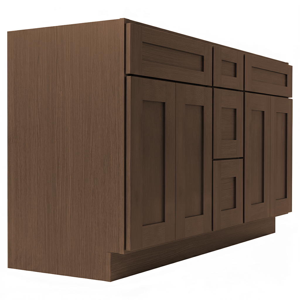 RTA Graphite Grain Shaker 60" Freestanding Bathroom Vanity 3-Drawer Combo Base