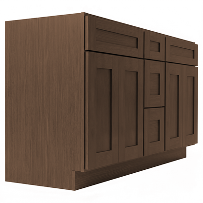 RTA Graphite Grain Shaker 60" Freestanding Bathroom Vanity 3-Drawer Combo Base