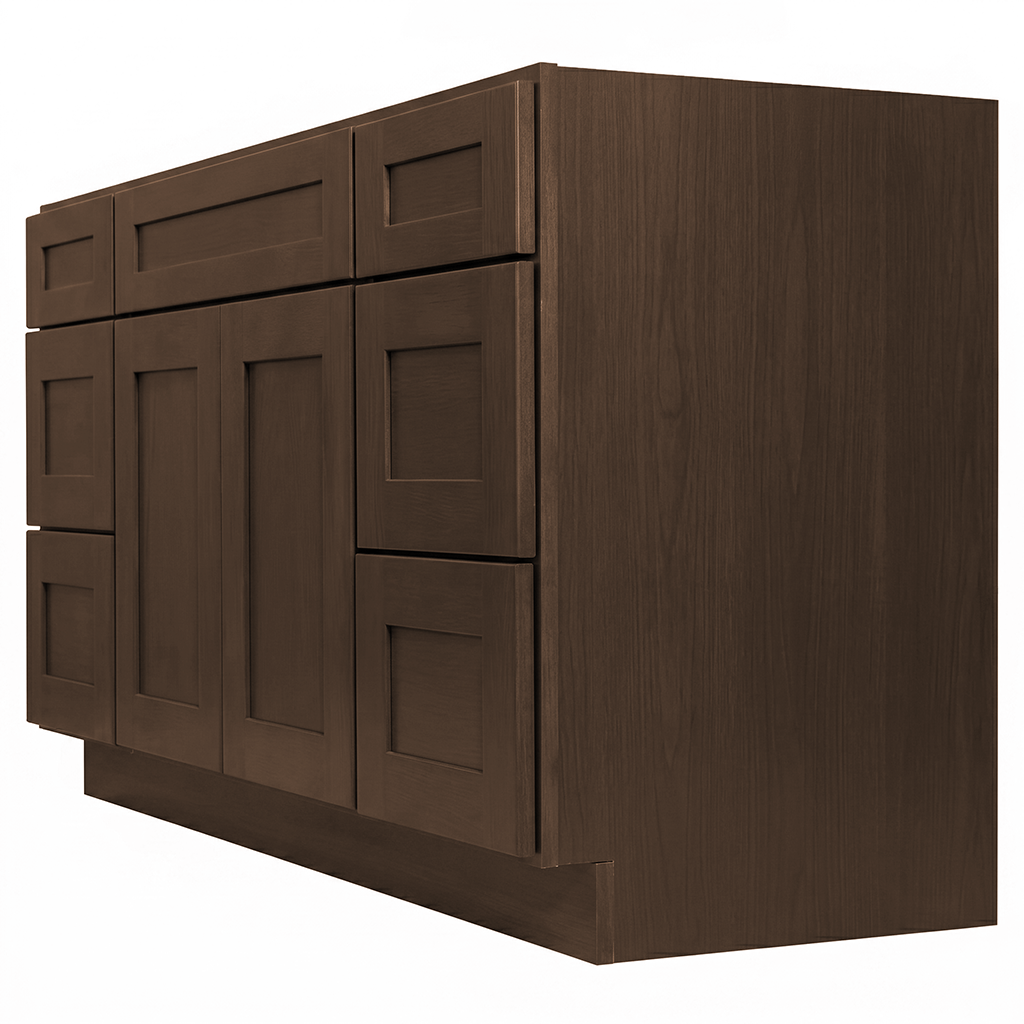 RTA Graphite Grain Shaker 60" Freestanding Bathroom Vanity 6-Drawer Combo Base