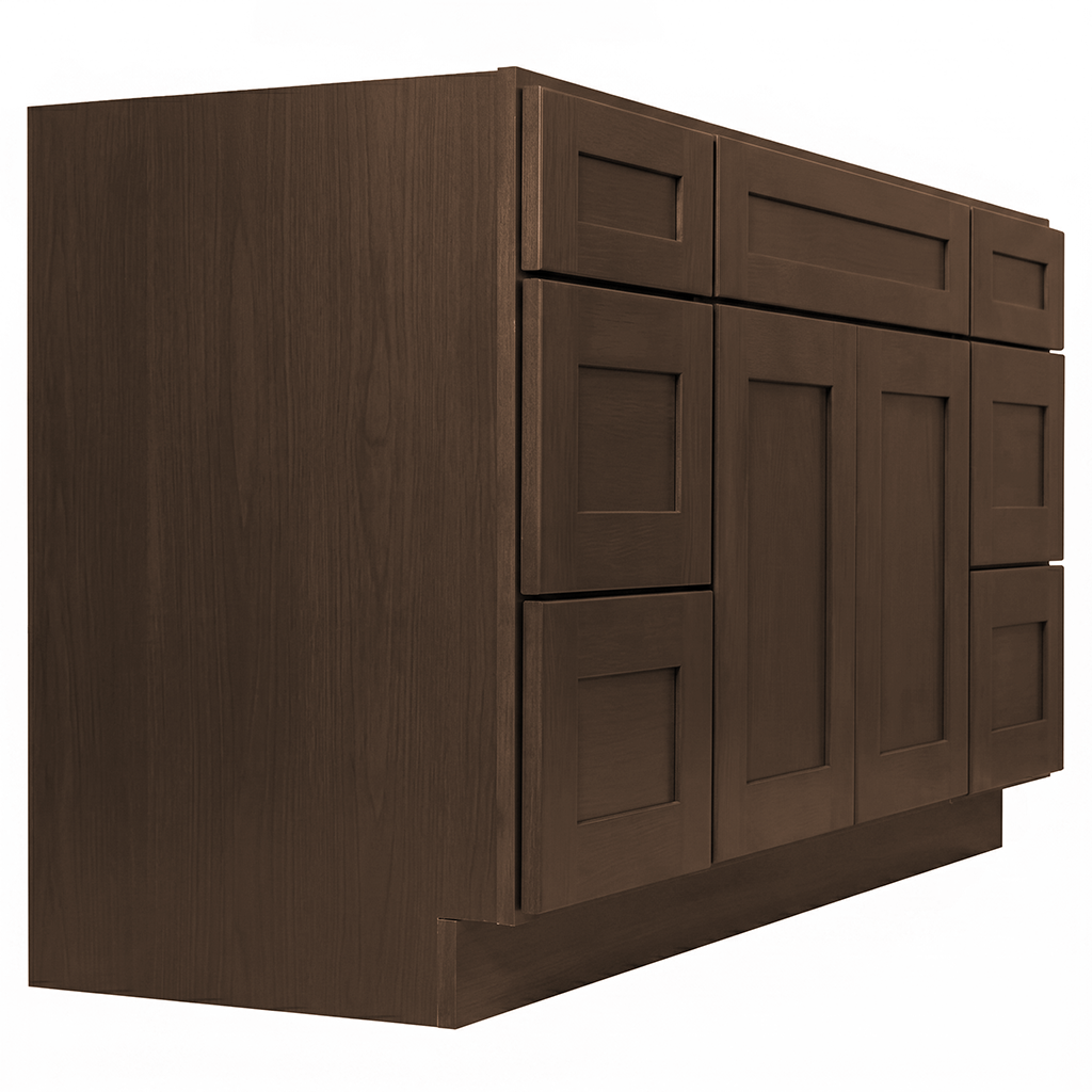 RTA Graphite Grain Shaker 60" Freestanding Bathroom Vanity 6-Drawer Combo Base