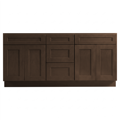 RTA Graphite Grain Shaker 72" Freestanding Bathroom Vanity 3-Drawer Combo Base