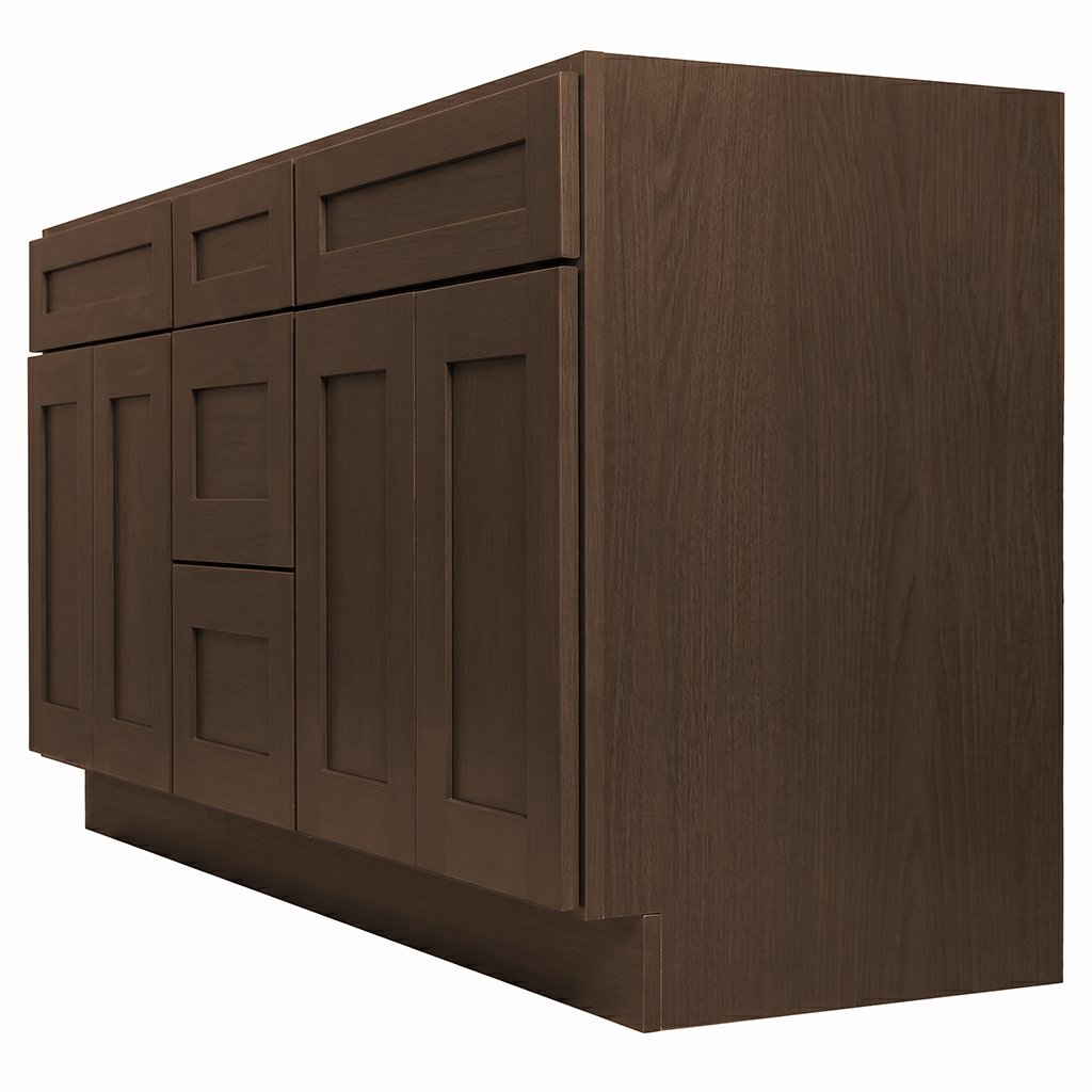 RTA Graphite Grain Shaker 72" Freestanding Bathroom Vanity 3-Drawer Combo Base