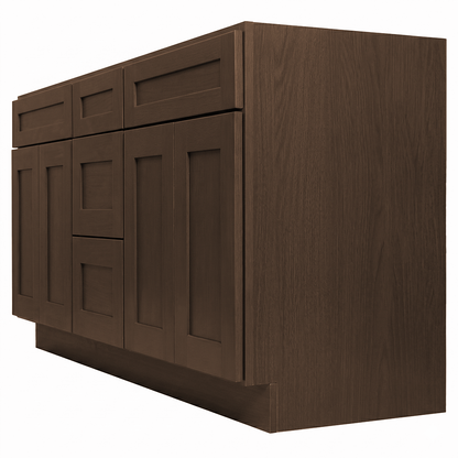 RTA Graphite Grain Shaker 72" Freestanding Bathroom Vanity 3-Drawer Combo Base
