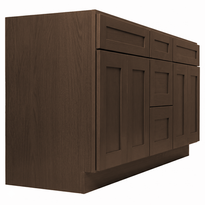 RTA Graphite Grain Shaker 72" Freestanding Bathroom Vanity 3-Drawer Combo Base