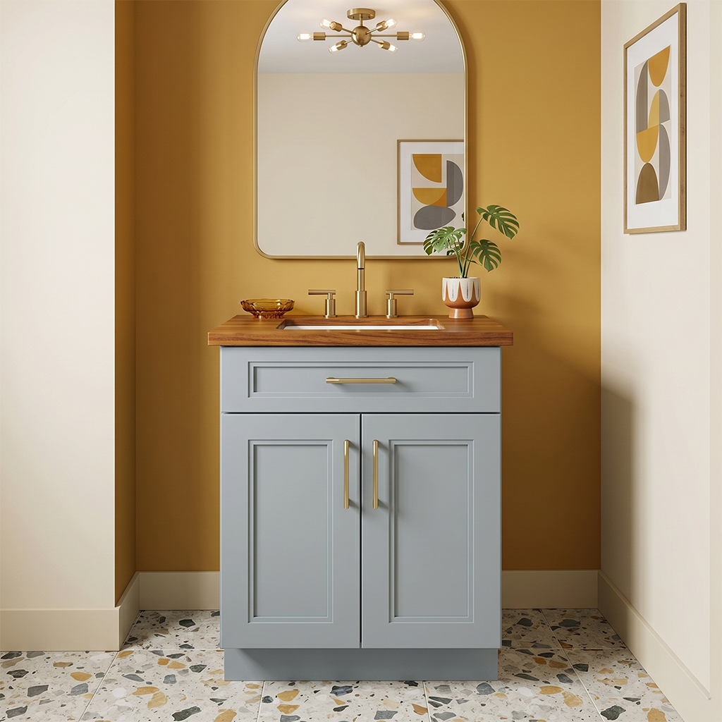 RTA Grey Double Shaker 24" Freestanding Bathroom Vanity Sink Base