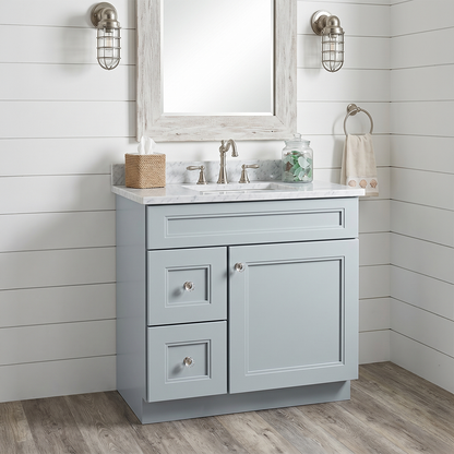 RTA Grey Double Shaker 30" Freestanding Bathroom Vanity 2-Drawer Left Combo Base