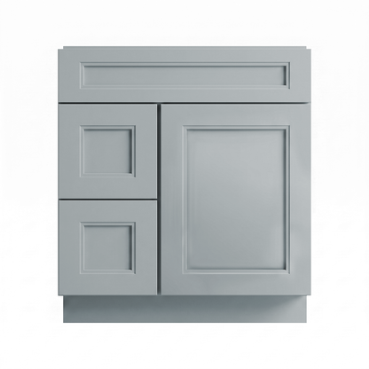 RTA Grey Double Shaker 30" Freestanding Bathroom Vanity 2-Drawer Left Combo Base