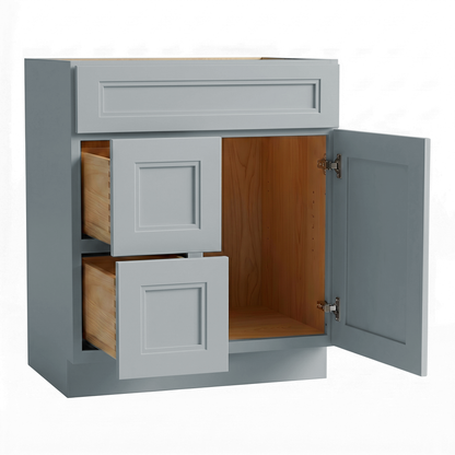 RTA Grey Double Shaker 30" Freestanding Bathroom Vanity 2-Drawer Left Combo Base