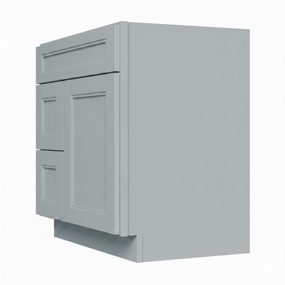 RTA Grey Double Shaker 30" Freestanding Bathroom Vanity 2-Drawer Left Combo Base