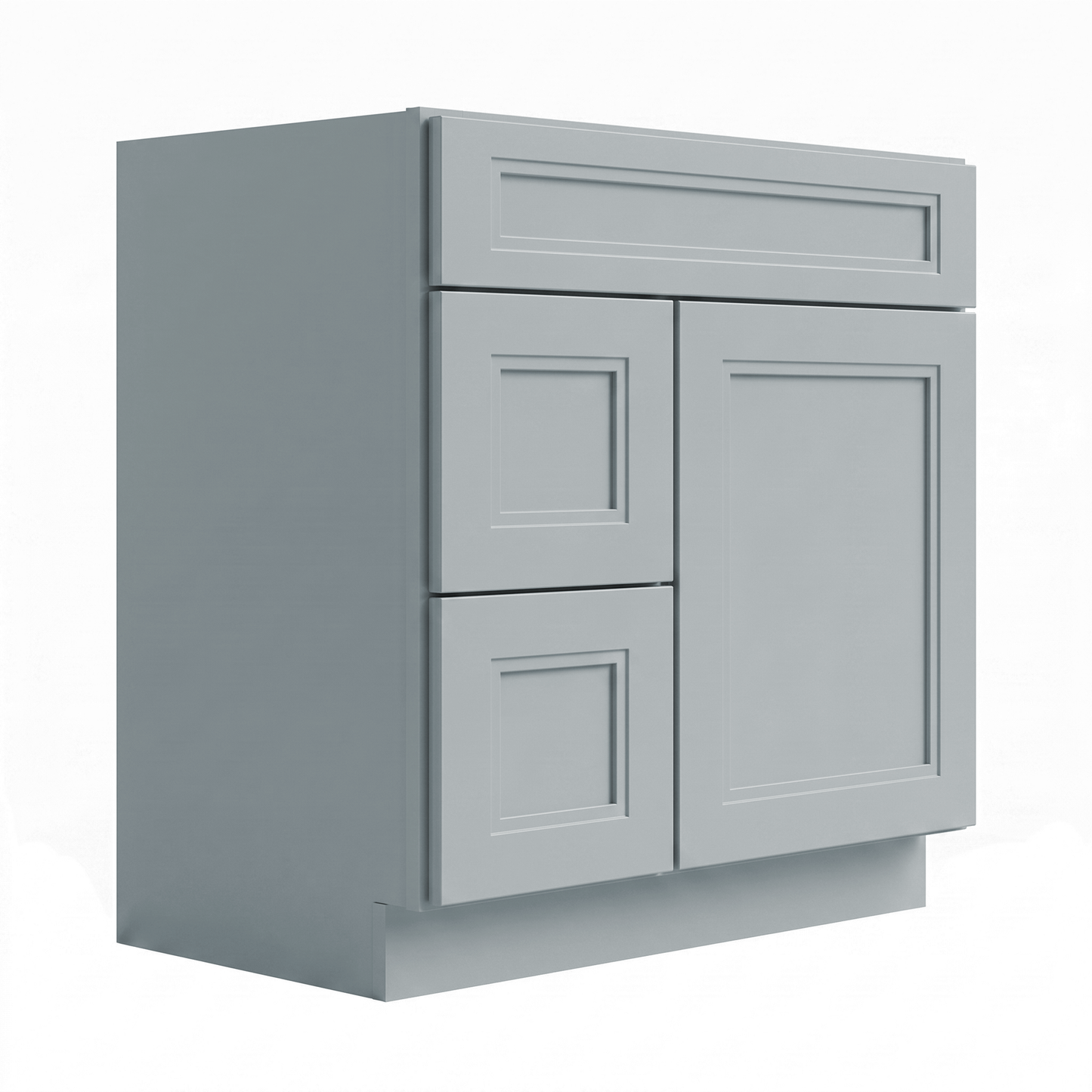 RTA Grey Double Shaker 30" Freestanding Bathroom Vanity 2-Drawer Left Combo Base