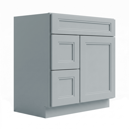 RTA Grey Double Shaker 30" Freestanding Bathroom Vanity 2-Drawer Left Combo Base
