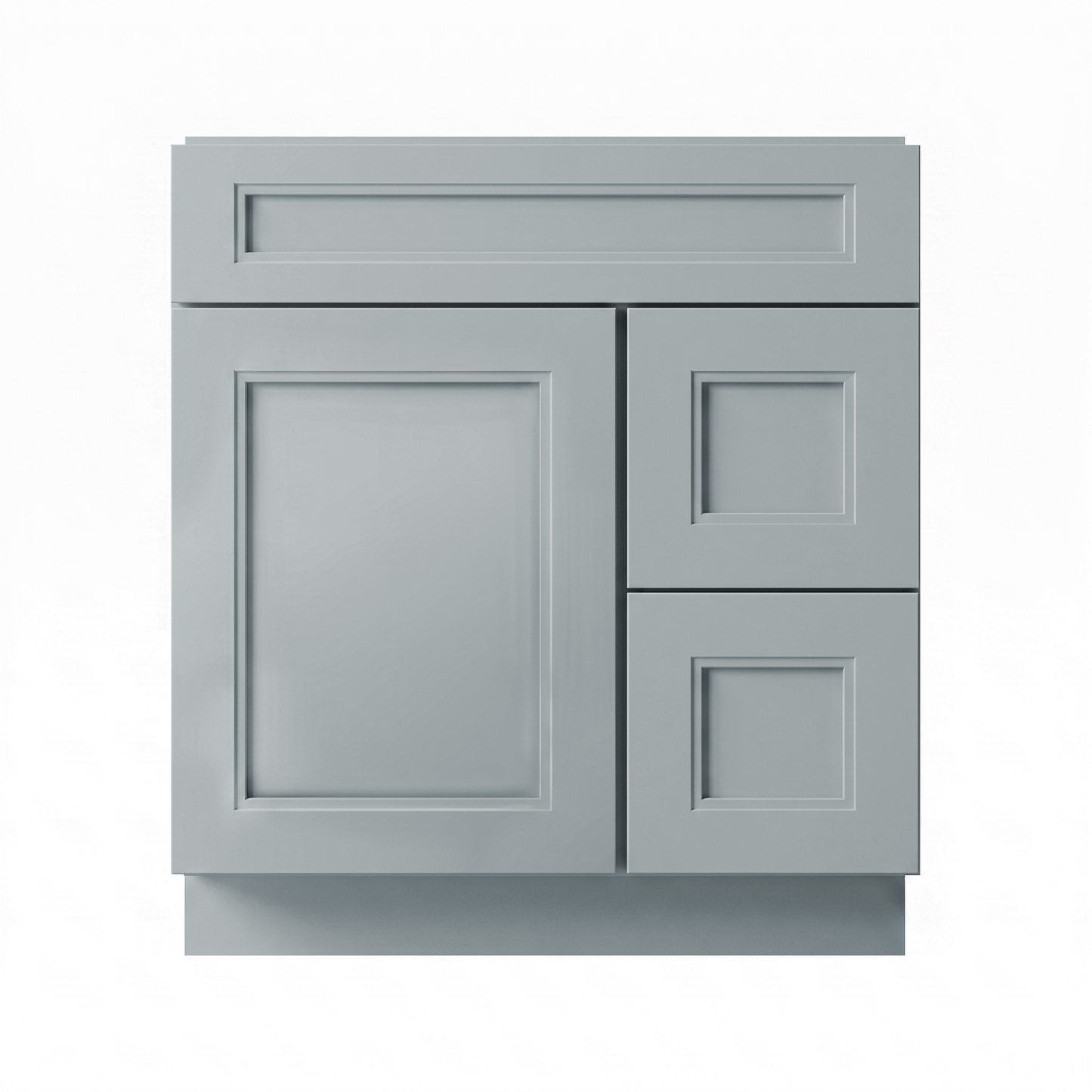 RTA Grey Double Shaker 30" Freestanding Bathroom Vanity 2-Drawer Right Combo Base