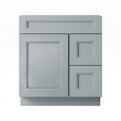 RTA Grey Double Shaker 30" Freestanding Bathroom Vanity 2-Drawer Right Combo Base