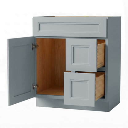 RTA Grey Double Shaker 30" Freestanding Bathroom Vanity 2-Drawer Right Combo Base