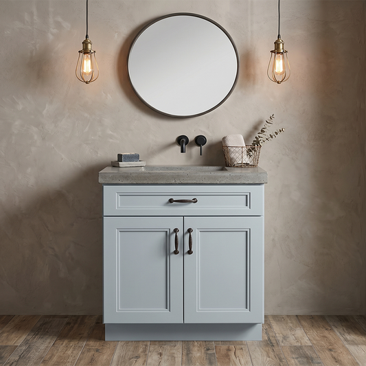 RTA Grey Double Shaker 30" Freestanding Bathroom Vanity Sink Base