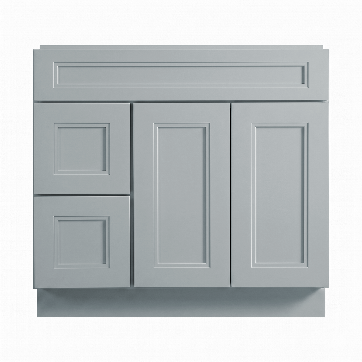 RTA Grey Double Shaker 36" Freestanding Bathroom Vanity 2-Drawer Left Combo Base