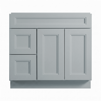 RTA Grey Double Shaker 36" Freestanding Bathroom Vanity 2-Drawer Left Combo Base