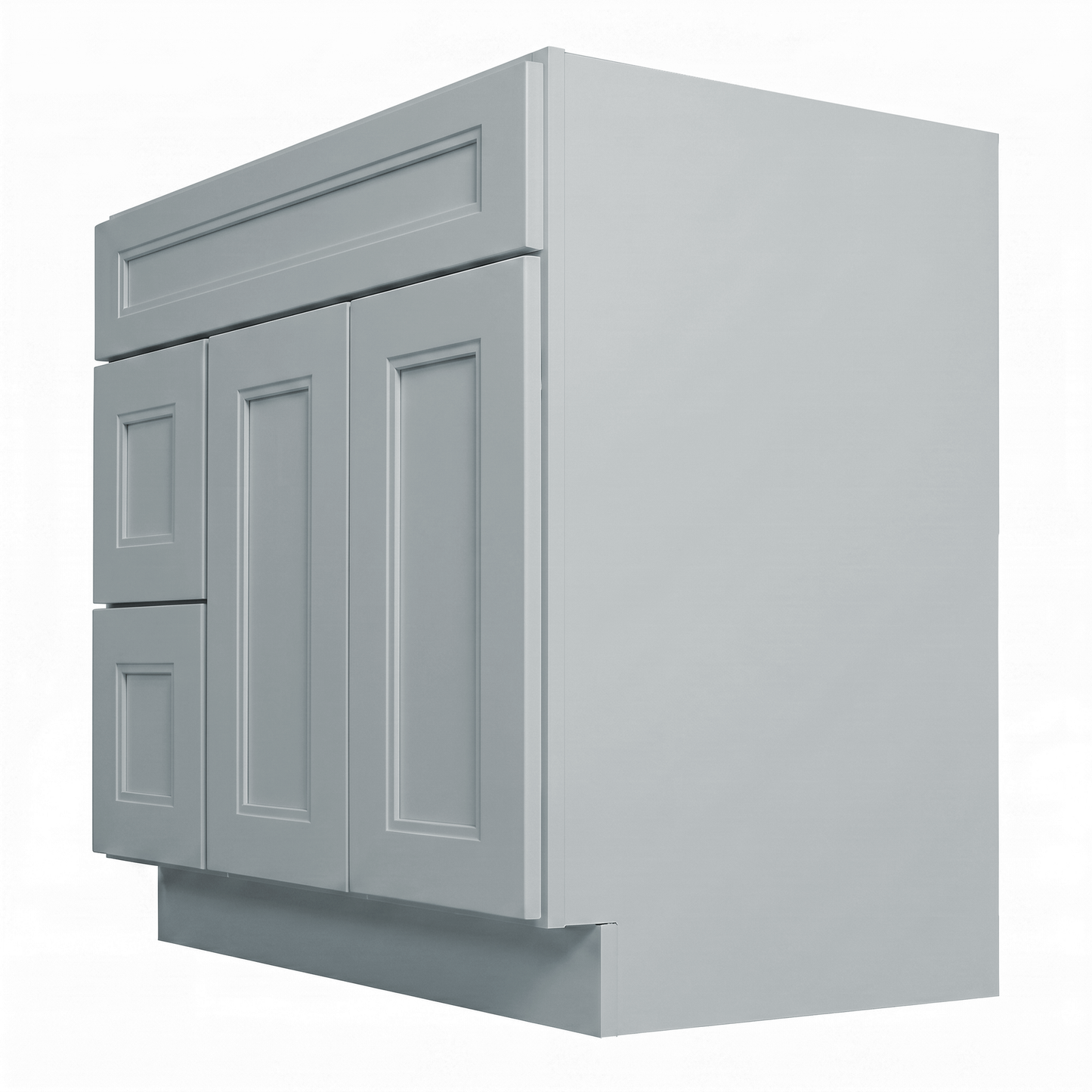 RTA Grey Double Shaker 36" Freestanding Bathroom Vanity 2-Drawer Left Combo Base