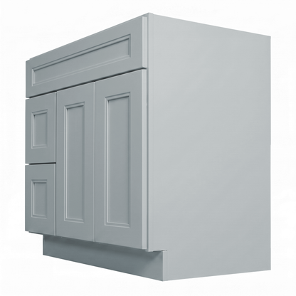 RTA Grey Double Shaker 36" Freestanding Bathroom Vanity 2-Drawer Left Combo Base
