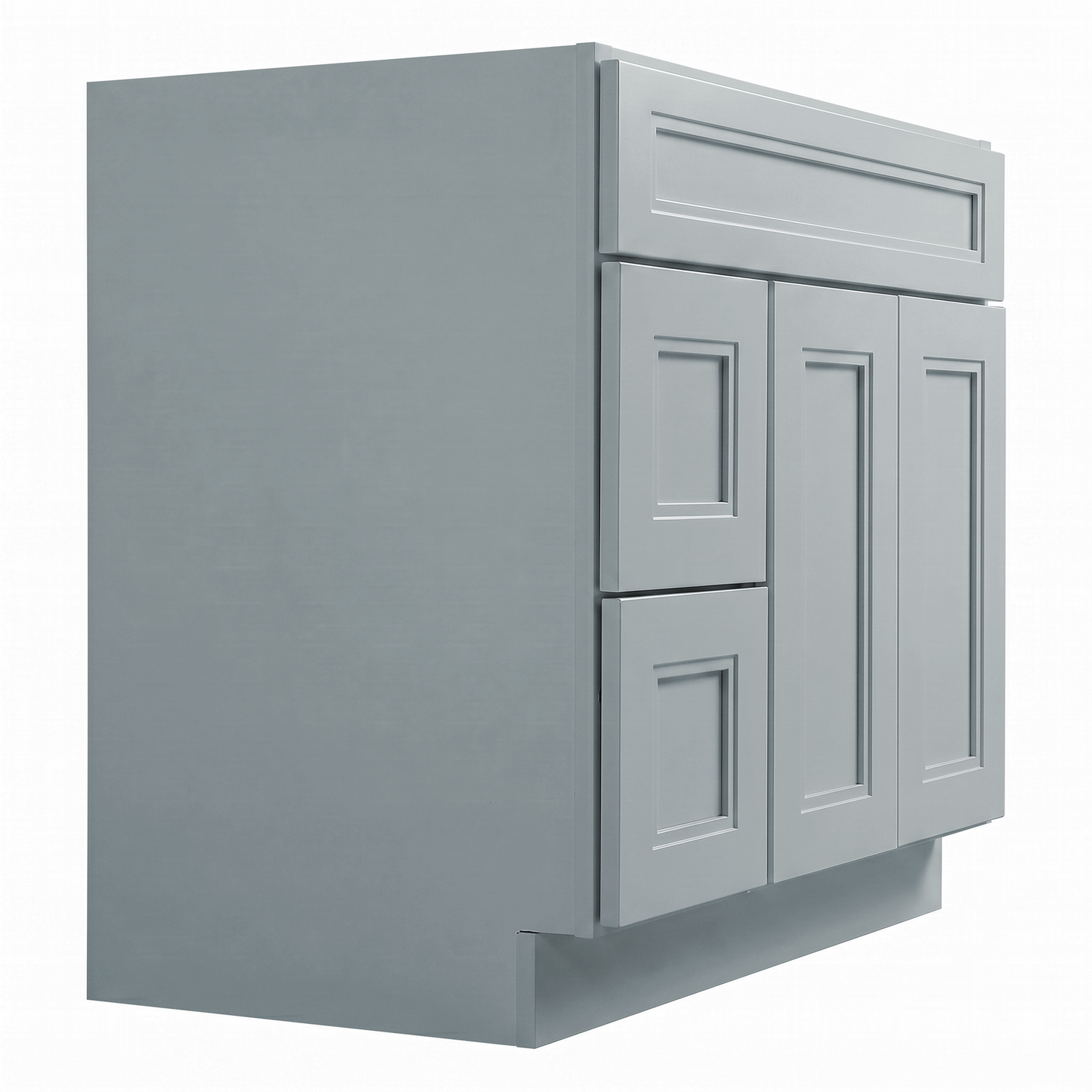 RTA Grey Double Shaker 36" Freestanding Bathroom Vanity 2-Drawer Left Combo Base
