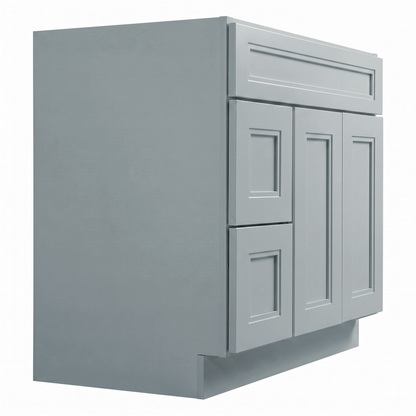 RTA Grey Double Shaker 36" Freestanding Bathroom Vanity 2-Drawer Left Combo Base