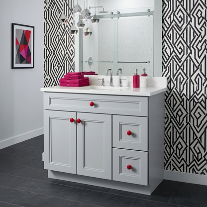 RTA Grey Double Shaker 36" Freestanding Bathroom Vanity 2-Drawer Right Combo Base